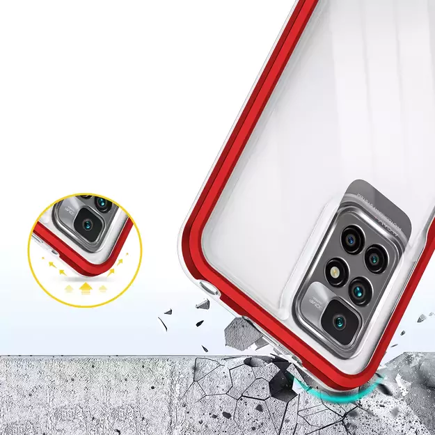 Clear 3in1 Case for Xiaomi Redmi 10 Frame Gel Cover Red 5