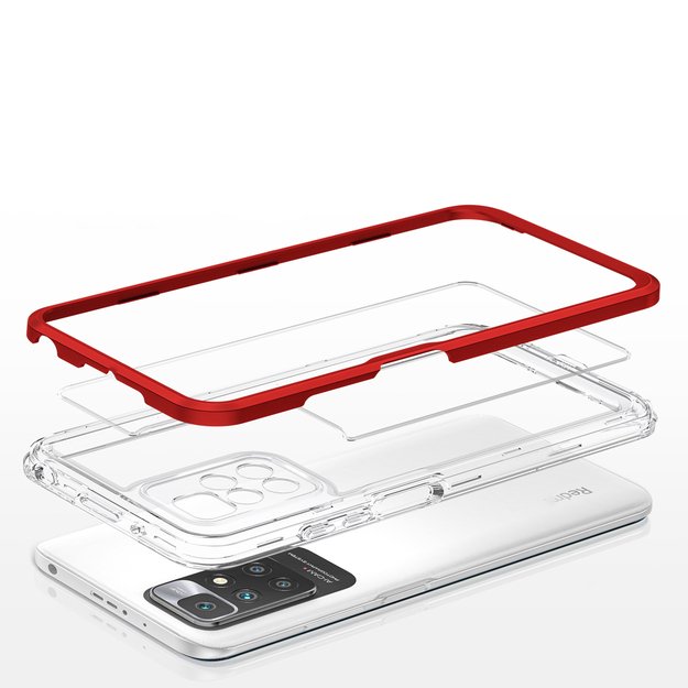 Clear 3in1 Case for Xiaomi Redmi 10 Frame Gel Cover Red 10