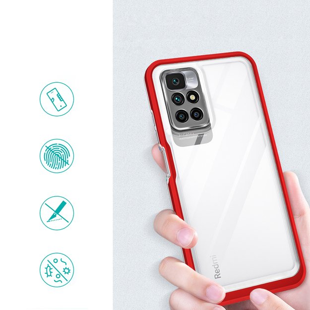 Clear 3in1 Case for Xiaomi Redmi 10 Frame Gel Cover Red 6