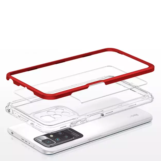 Clear 3in1 Case for Xiaomi Redmi 10 Frame Gel Cover Red 4