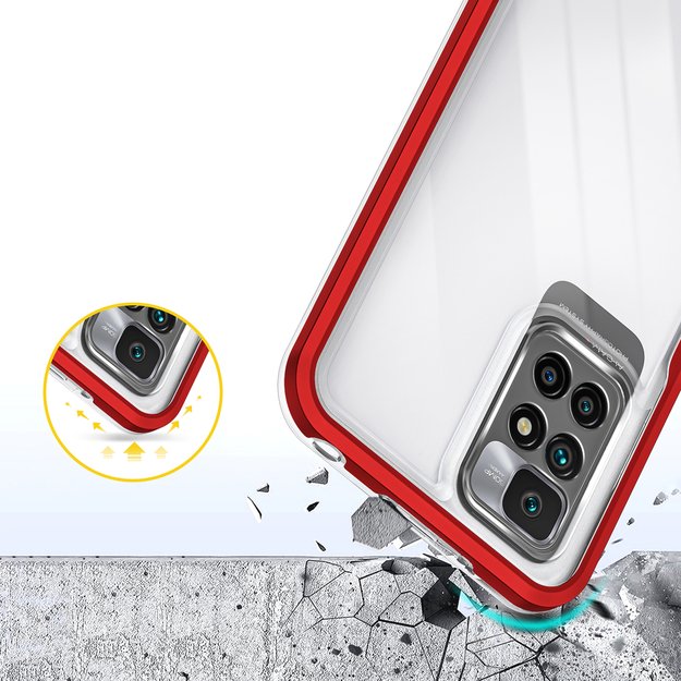 Clear 3in1 Case for Xiaomi Redmi 10 Frame Gel Cover Red 11