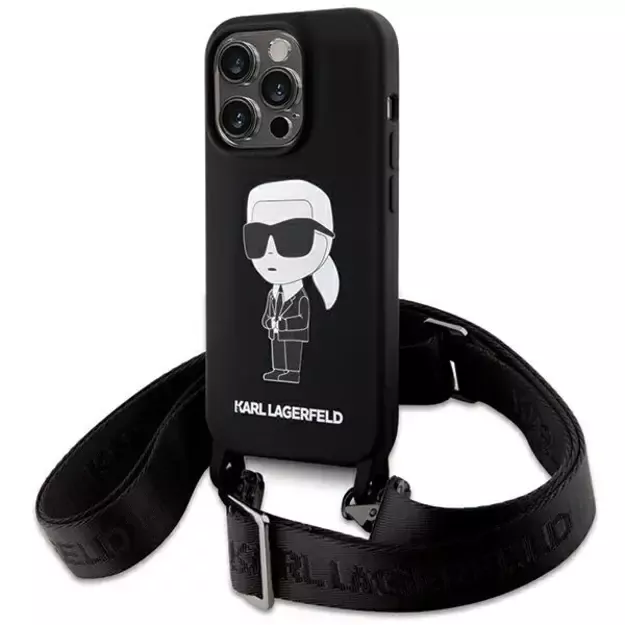 Karl Lagerfeld KLHCP15XSCBSKNK iPhone 15 Pro Max 6.7&quot  hardcase black/black Crossbody Silicone Ikonik