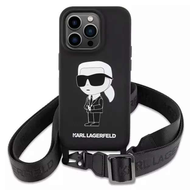 Karl Lagerfeld KLHCP15XSCBSKNK iPhone 15 Pro Max 6.7&quot  hardcase black/black Crossbody Silicone Ikonik 7