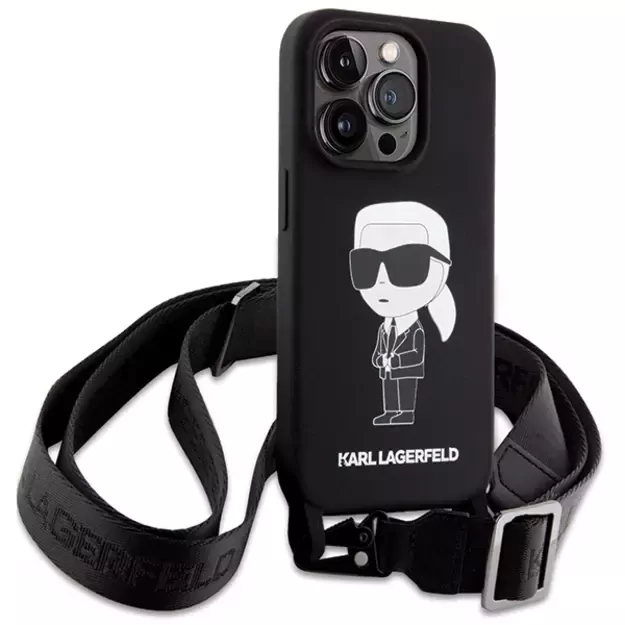Karl Lagerfeld KLHCP15XSCBSKNK iPhone 15 Pro Max 6.7&quot  hardcase black/black Crossbody Silicone Ikonik 8