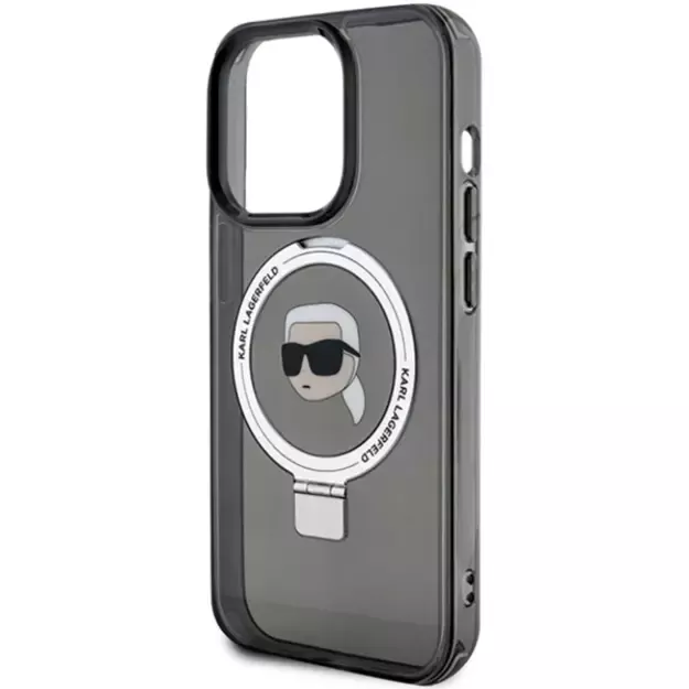Karl Lagerfeld KLHMP15LHMRSKHK iPhone 15 Pro 6.1&quot  black/black hardcase Ring Stand Karl Head MagSafe 5