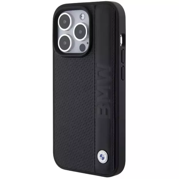 BMW Leather Textured & Stripe case for iPhone 15 Pro - black 1