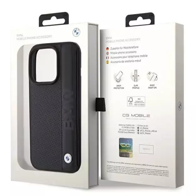 BMW Leather Textured & Stripe case for iPhone 15 Pro - black 7