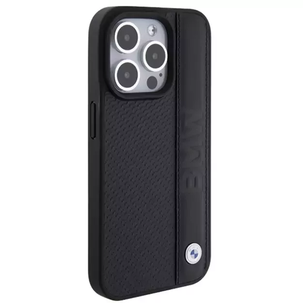 BMW Leather Textured & Stripe case for iPhone 15 Pro - black 3