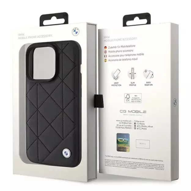 BMW Leather Quilted case for iPhone 15 Pro Max - black 7