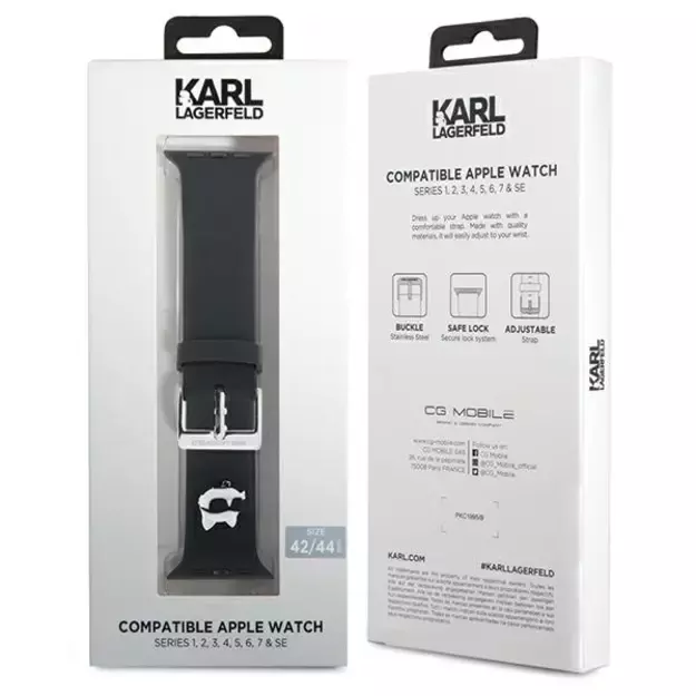 Karl Lagerfeld 3D Rubber Choupette Head Strap for Apple Watch 42/44/45/49mm - Black 3
