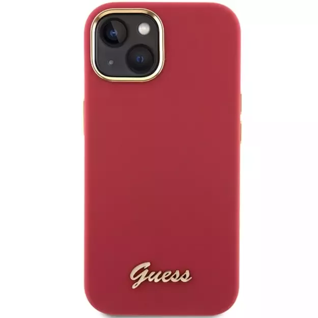 Guess Silicone Script Metal Logo &amp  Frame case for iPhone 15 - red 2