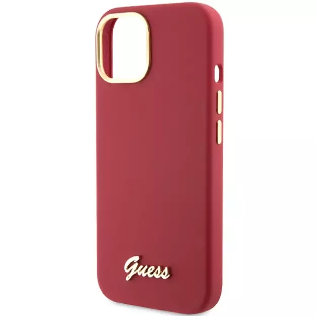 Guess Silicone Script Metal Logo &amp  Frame case for iPhone 15 - red 5