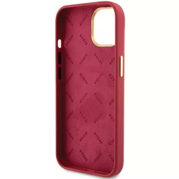 Guess Silicone Script Metal Logo &amp  Frame case for iPhone 15 - red 6