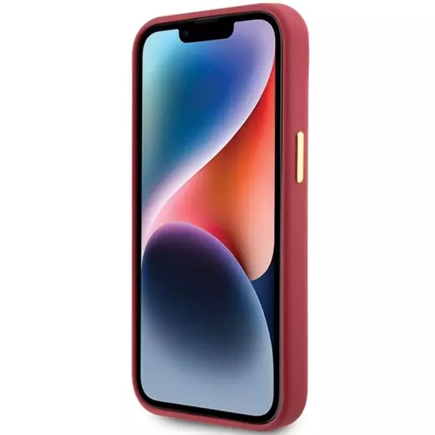 Guess Silicone Script Metal Logo &amp  Frame case for iPhone 15 - red 4