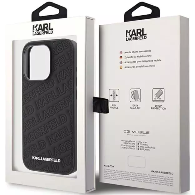 Karl Lagerfeld Quilted K Pattern iPhone 15 Pro Case - Black 7