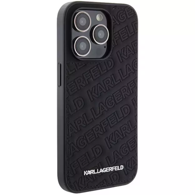 Karl Lagerfeld Quilted K Pattern iPhone 15 Pro Case - Black 3