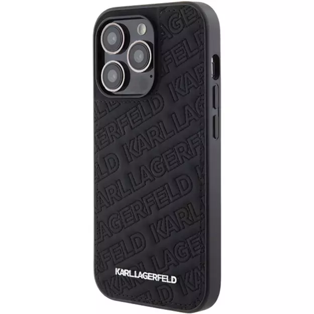 Karl Lagerfeld Quilted K Pattern iPhone 15 Pro Case - Black 1