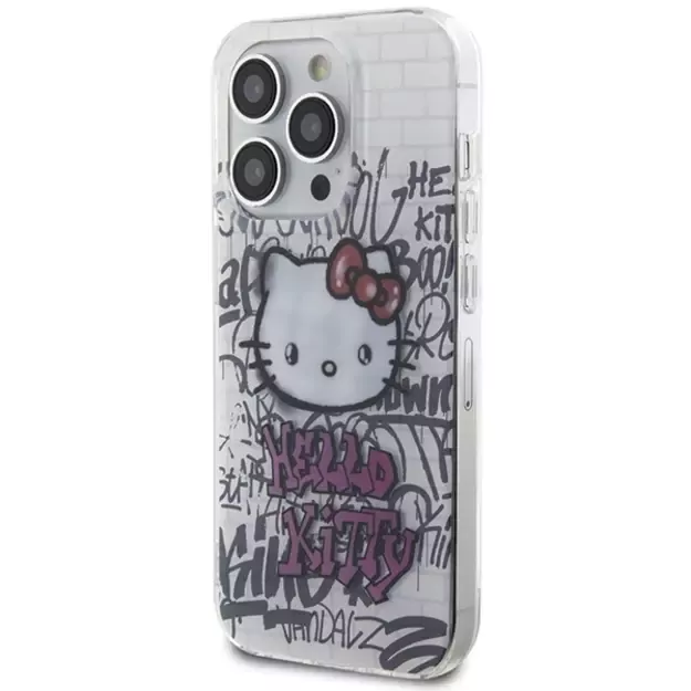 Hello Kitty IML Kitty On Bricks Graffiti case for iPhone 15 Pro - white 1