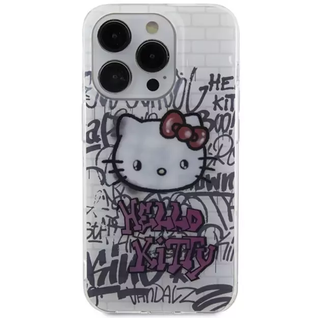 Hello Kitty IML Kitty On Bricks Graffiti case for iPhone 15 Pro - white 2