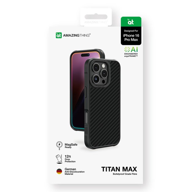 AmazingThing Titan Max Case with 1500D Aramid Fibers for iPhone 16 Pro Max - Black 3