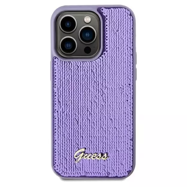 Guess Sequin Script Metal case for iPhone 14 Pro - purple 2