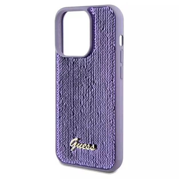 Guess Sequin Script Metal case for iPhone 14 Pro - purple 5
