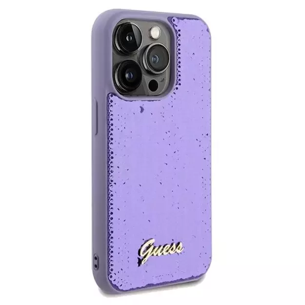 Guess Sequin Script Metal case for iPhone 14 Pro - purple 3