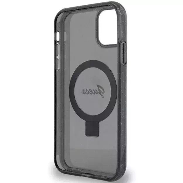 Guess Ring Stand Script Glitter MagSafe case for iPhone 11 / Xr - black 13