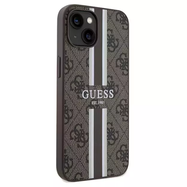 Guess 4G Printed Stripes MagSafe case for iPhone 15/14/13 - brown 3