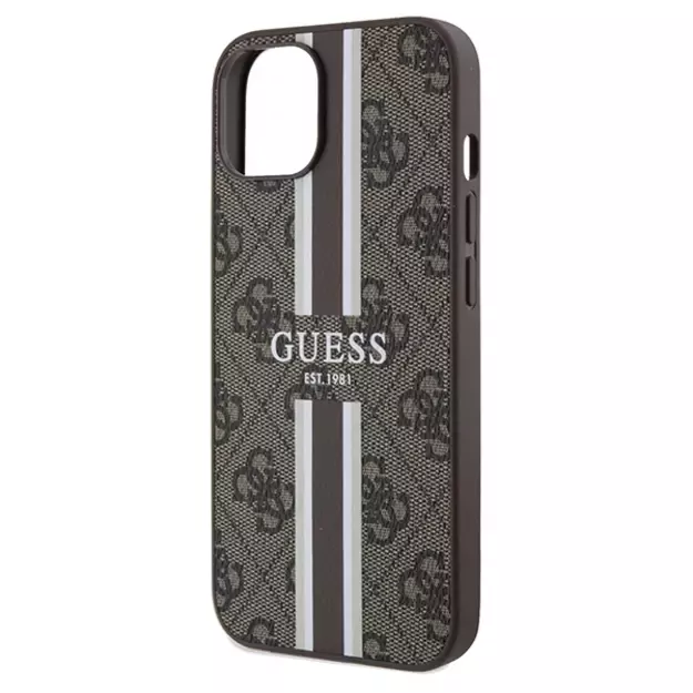 Guess 4G Printed Stripes MagSafe case for iPhone 15/14/13 - brown 5