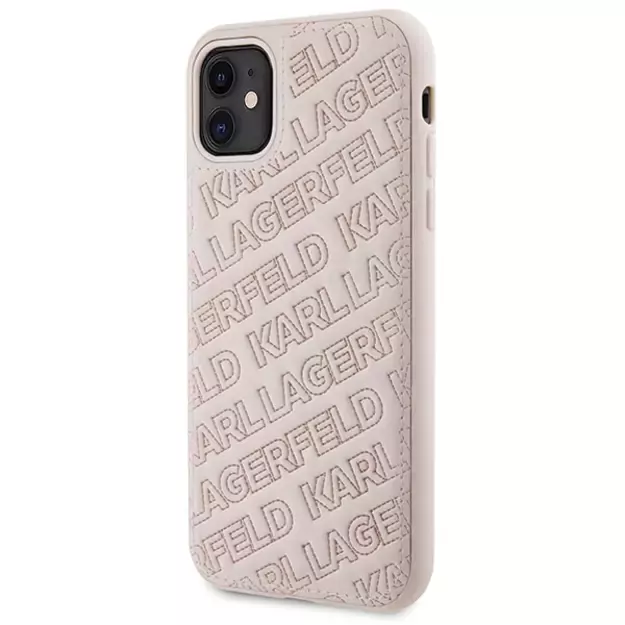 Karl Lagerfeld Quilted K Pattern case for iPhone 11 / Xr - pink 1