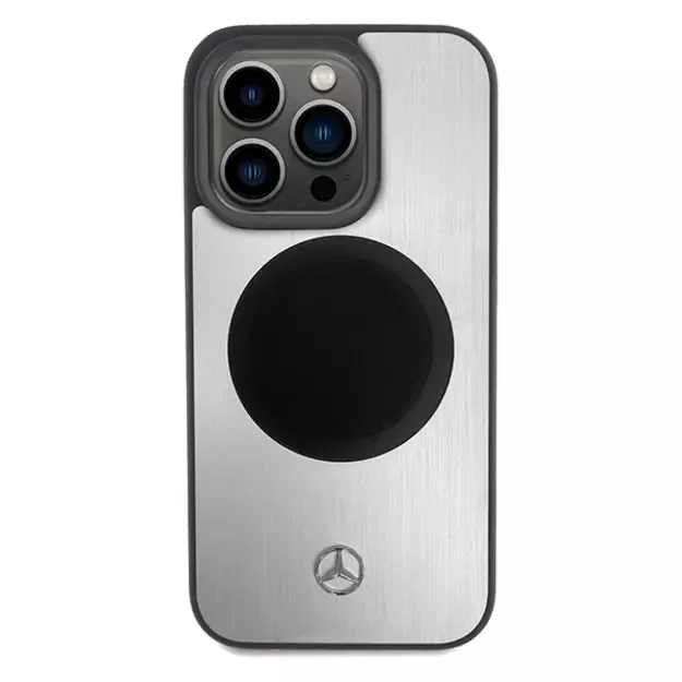 Mercedes Leather&amp Alu MagSafe case for iPhone 15 Pro - silver 2