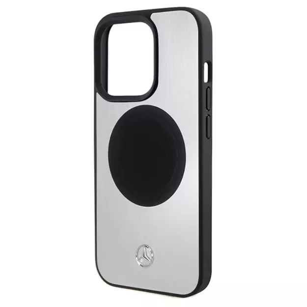 Mercedes Leather&amp Alu MagSafe case for iPhone 15 Pro - silver 4
