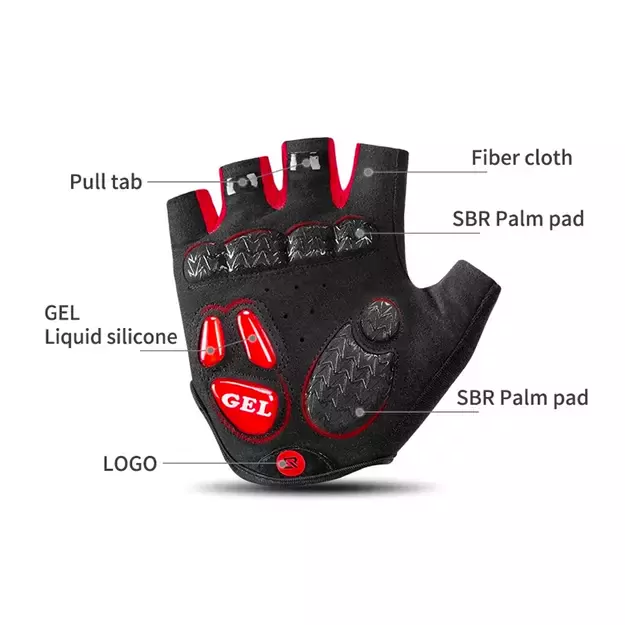 Rockbros S169BR L cycling gloves with gel inserts - black and red 7