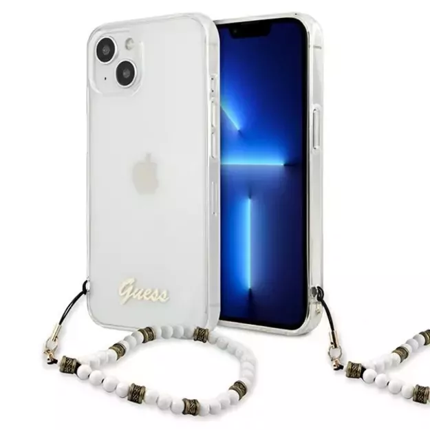 Guess GUHCP13MKPSWH iPhone 13 6.1&quot  Transparent hardcase White Pearl