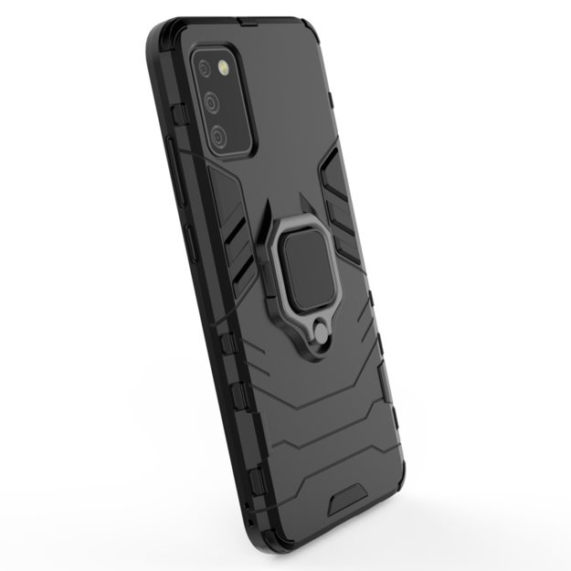 Ring Armor tough hybrid case cover + magnetic holder for Samsung Galaxy A03s (166.5) black 3