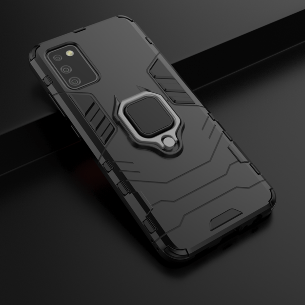 Ring Armor tough hybrid case cover + magnetic holder for Samsung Galaxy A03s (166.5) black 6