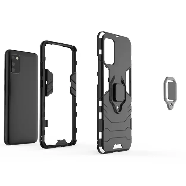 Ring Armor tough hybrid case cover + magnetic holder for Samsung Galaxy A03s (166.5) black 9