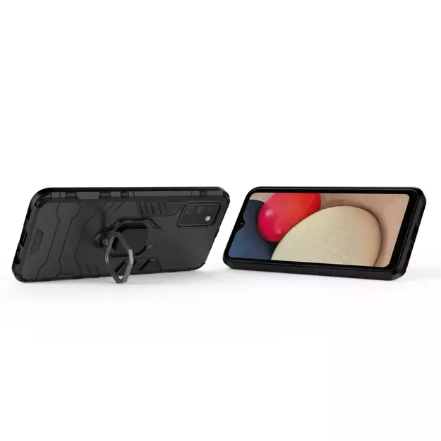 Ring Armor tough hybrid case cover + magnetic holder for Samsung Galaxy A03s (166.5) black 13