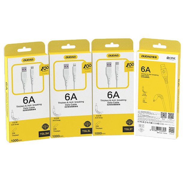 Dudao cable USB - USB Type C 6A cable 1 m white (TGL3T) 4