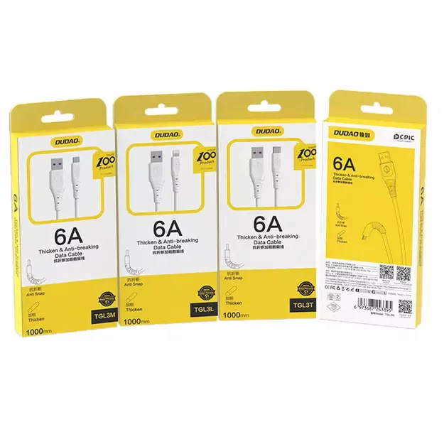 Dudao cable USB - USB Type C 6A cable 1 m white (TGL3T) 8