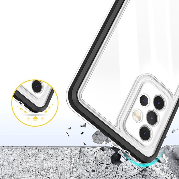 Clear 3in1 Case for Samsung Galaxy A73 Frame Cover Gel Black 5