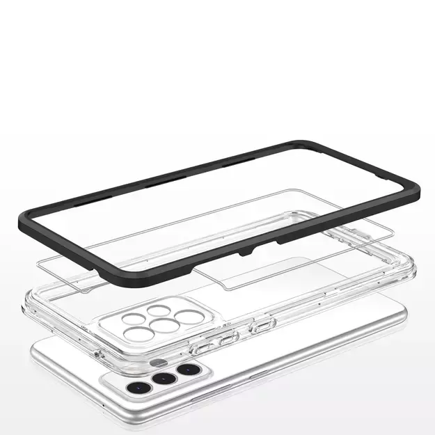 Clear 3in1 Case for Samsung Galaxy A73 Frame Cover Gel Black 10