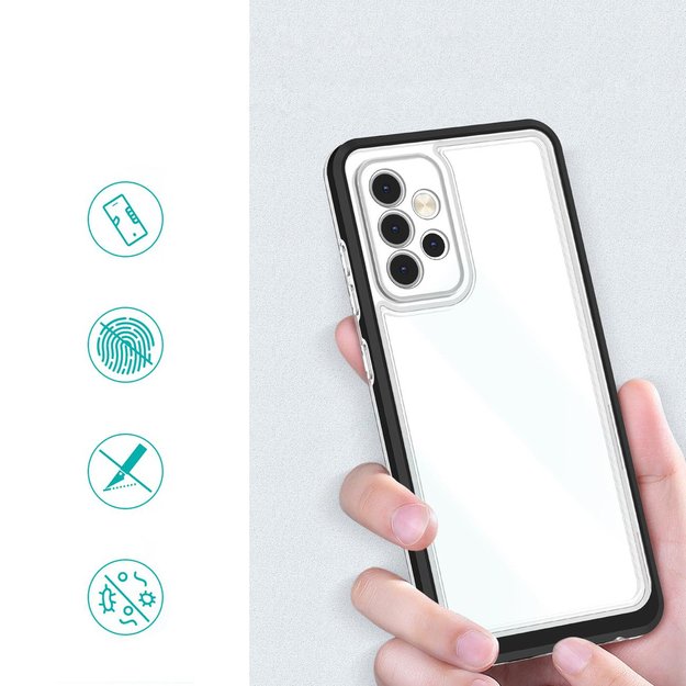 Clear 3in1 Case for Samsung Galaxy A73 Frame Cover Gel Black 1
