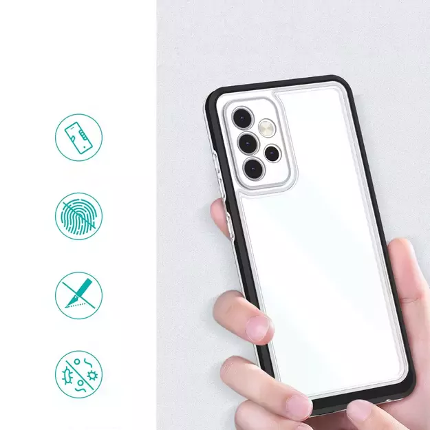 Clear 3in1 Case for Samsung Galaxy A73 Frame Cover Gel Black 7