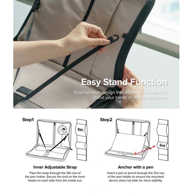 Ringke Smart Zip Pouch for a laptop up to 13&quot  with a stand - beige 6