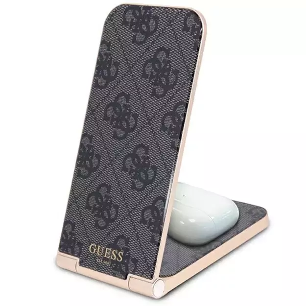 Guess 4G Pattern MagSafe foldable 2in1 15W inductive charger - black 10
