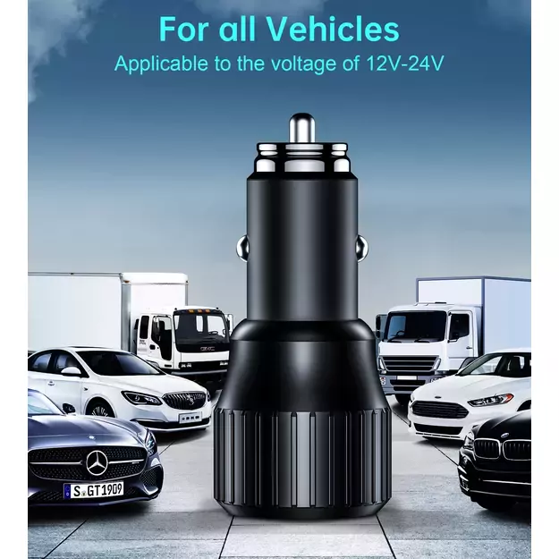 Choetech TC0010 USB-C USB-A PD 63W car charger - black 6