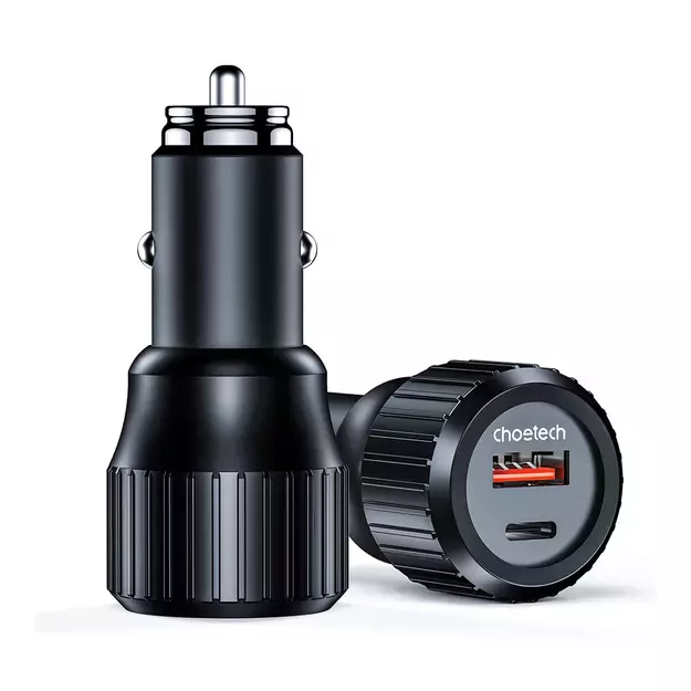 Choetech TC0010 USB-C USB-A PD 63W car charger - black 1