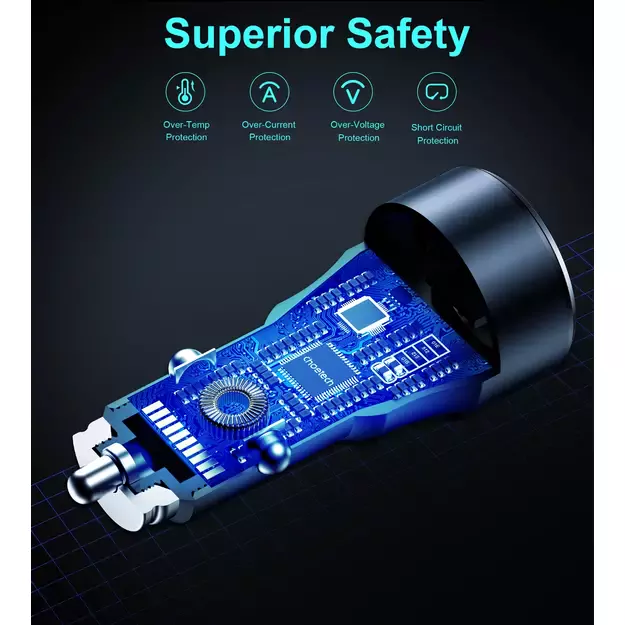 Choetech TC0010 USB-C USB-A PD 63W car charger - black 5